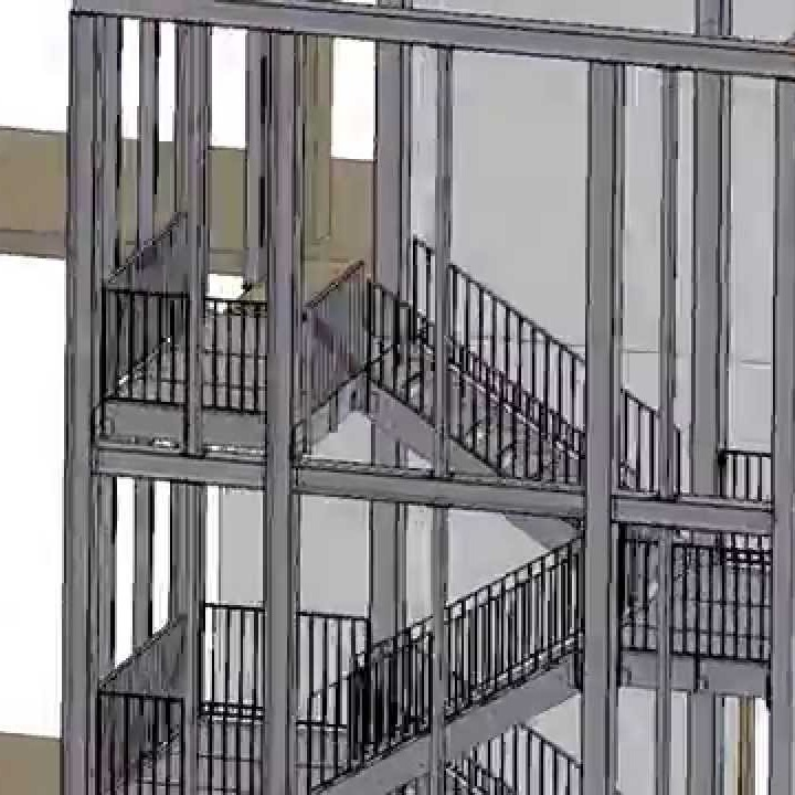 &Eacute;tude des escaliers de secours en charpente m&eacute;tallique.
